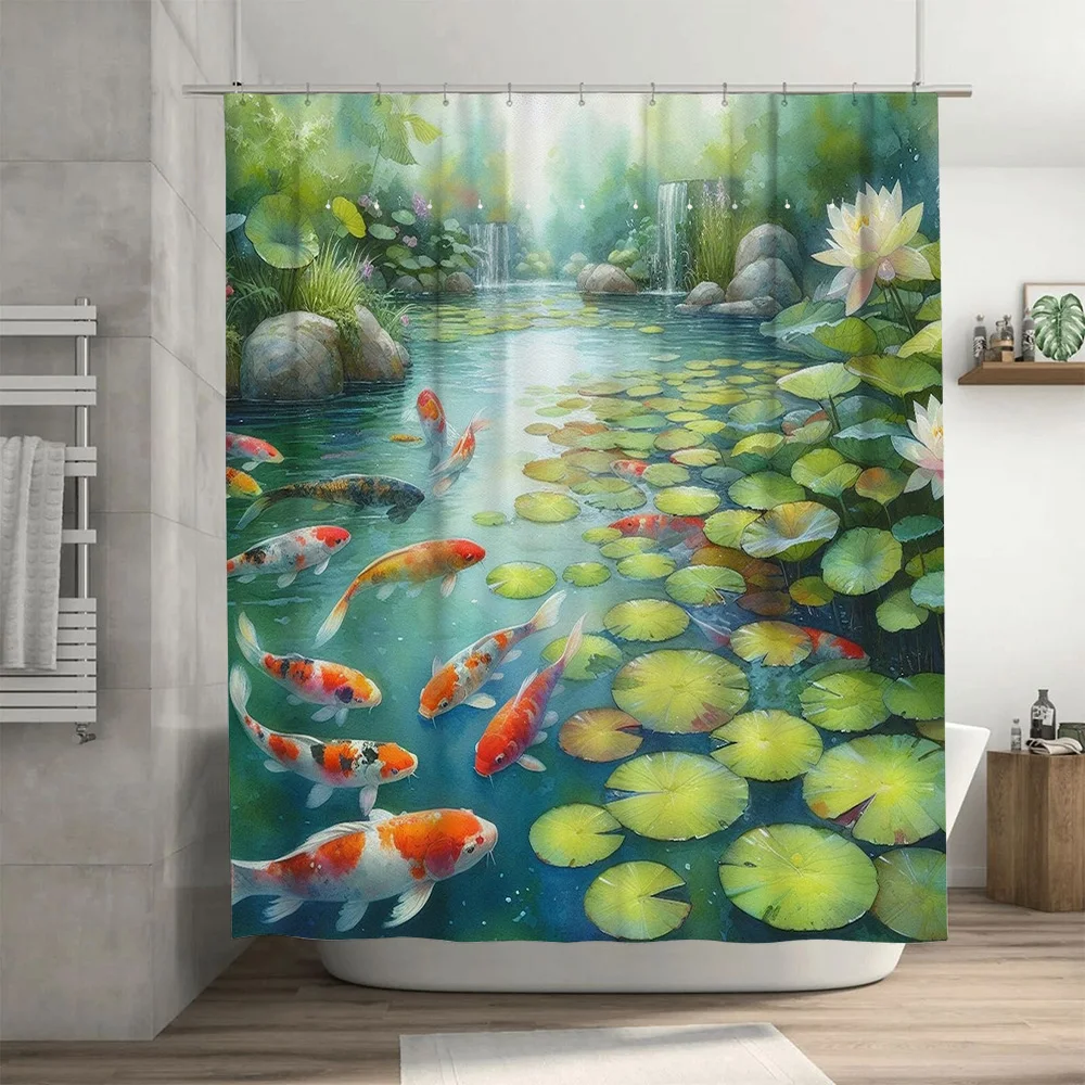 Vibrant Fishes Shower Curtain  - đánh giá và giá Aquarium Fish Koi