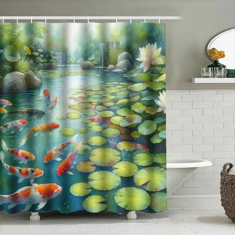 Vibrant Fishes Shower Curtain  - đánh giá và giá Aquarium Fish Koi